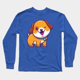 Cute Dog Wink Eye Cartoon Long Sleeve T-Shirt